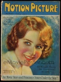 4d772 MOTION PICTURE English magazine March 1927 great art of Norma Shearer by Marland Stone!