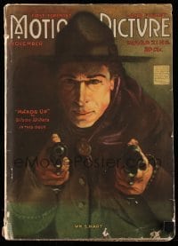 4d790 MOTION PICTURE magazine November 1918 art of William S. Hart with two guns in Hands Up!