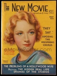 4d805 NEW MOVIE MAGAZINE magazine May 1931 great cover art of Marlene Dietrich by Jules Erbit!
