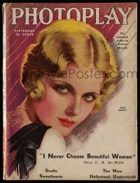 4d830 PHOTOPLAY magazine September 1930 great cover art of Joan Bennett by Earl Christy!