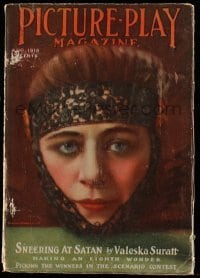 4d832 PICTURE PLAY magazine August 1916 Sneering at Satan by Valeska Suratt, RLK cover art!