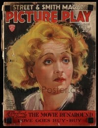 4d846 PICTURE PLAY magazine March 1931 great cover art of Marlene Dietrich by Modest Stein!