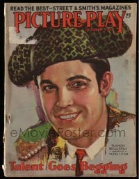 4d849 PICTURE PLAY magazine October 1930 great cover art of Ramon Novarro by Modest Stein!