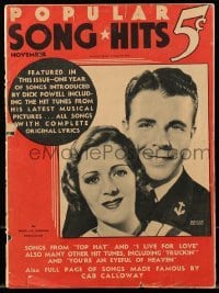 4d853 POPULAR SONG HITS magazine November 1935 Dick Powell & Ruby Keeler, great music & articles!