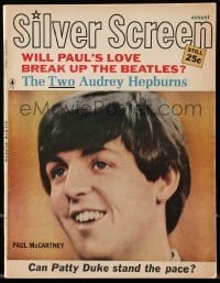 4d869 SILVER SCREEN magazine August 1964 will Paul's love break up the Beatles, TWO Audrey Hepburns!
