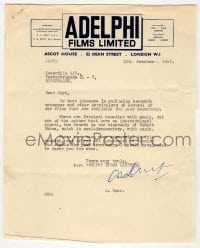4d242 ADELPHI FILMS letter October 12, 1949 offering their movies to Danish theaters!