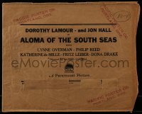 4d022 ALOMA OF THE SOUTH SEAS 12x14 lobby card bag '41 how the lobby card set was sent to theaters!