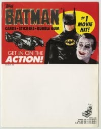 4d140 BATMAN 9x11 promo sheet '89 Michael Keaton, Jack Nicholson as The Joker for Topps Bubble Gum