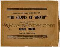 4d024 GRAPES OF WRATH 12x15 lobby card bag '40 what the lobby card set was sent in to theaters!