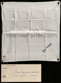4d090 JOAN CRAWFORD 14x14 embroidered handkerchief '30s her signature stitched into Irish linen!