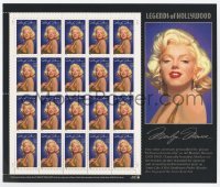 4d145 MARILYN MONROE 8x9 sheet of 20 uncut stamps '95 Legends of Hollywood commemorative stamps!