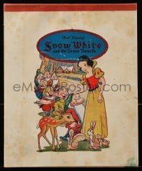4d058 SNOW WHITE & THE SEVEN DWARFS 8x10 composition book '37 Disney, great art on the cover!