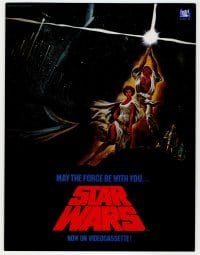 4d160 STAR WARS 9x11 video trade ad '82 great Tom Jung art, now on videocassette!