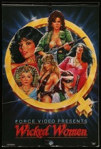 4d210 WICKED WOMEN 13x19 video catalog '85 Force Video, art of Linda Blair, Joan Collins, Lina Romay