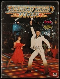 4d692 SATURDAY NIGHT FEVER souvenir program book '77 disco dancer John Travolta, includes record!