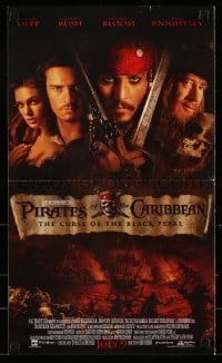 4d447 PIRATES OF THE CARIBBEAN promo brochure '03 Johnny Depp, unfolds to make a 21x50 poster!