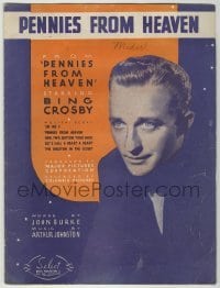 4d286 PENNIES FROM HEAVEN sheet music '36 great close up of Bing Crosby, the title song!