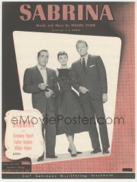 4d290 SABRINA Swedish sheet music '54 Audrey Hepburn, Humphrey Bogart, William Holden, title song!