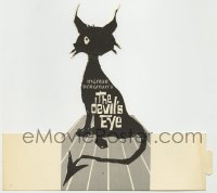 4d005 DEVIL'S EYE 9x10 standee '60 directed by Ingmar Bergman, cool die-cut black cat artwork!