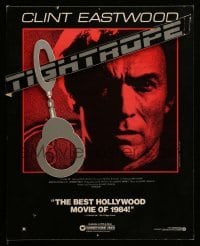 4d007 TIGHTROPE video 11x14 standee '84 Clint Eastwood is a cop on the edge, cool handcuff design!