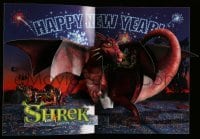 4d450 SHREK promo brochure '01 Dreamworks CGI, different Happy New Year image with dragon pop-up!