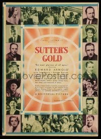 4d341 SUTTER'S GOLD trade ad '36 stone litho of Edward Arnold & Binnie Barnes in Cali Gold Rush!