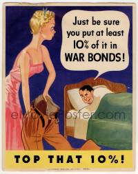 4d034 TOP THAT 10% 11x14 WWII war poster '42 art of pretty lady 'borrowing' from man's pockets!