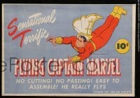 4d123 FLYING CAPTAIN MARVEL 5x9 paper doll '44 no cutting or pasting, easy to assemble and it flys!