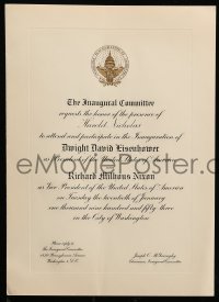 4d105 INAUGURATION INVITATION 9x13 invitation '53 to Harold Nicholas from Eisenhower & Nixon!