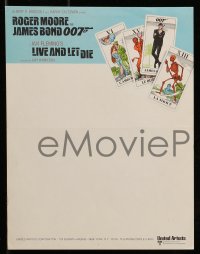 4d241 LIVE & LET DIE set of 4 9x11 letterheads '73 art of Moore as Bond & sexy girls on tarot cards!