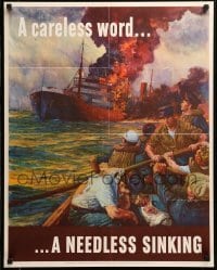 4d032 CARELESS WORD A NEEDLESS SINKING 22x28 WWII war poster '42 art by Anton Otto Fischer!