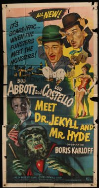 4f571 ABBOTT & COSTELLO MEET DR. JEKYLL & MR. HYDE 3sh '53 Bud & Lou with monster Boris Karloff!
