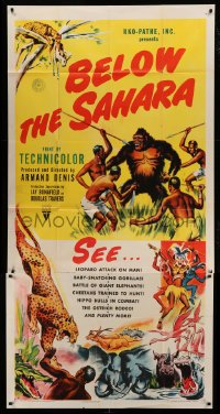 4f602 BELOW THE SAHARA 3sh '53 great giant African ape artwork stolen from Mighty Joe Young!