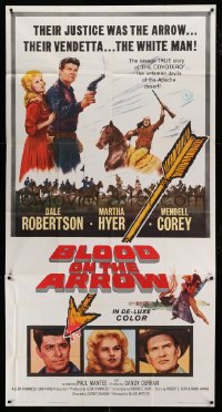 4f613 BLOOD ON THE ARROW 3sh '64 Dale Robertson, Martha Hyer, their vendetta was the white man!