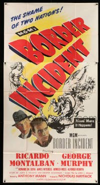 4f616 BORDER INCIDENT 3sh '49 Ricardo Montalban & George Murphy in shame of two nations!