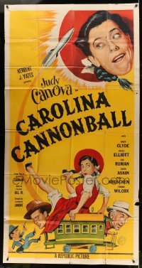 4f636 CAROLINA CANNONBALL 3sh '55 wacky art of Judy Canova on tiny train, sci-fi comedy!