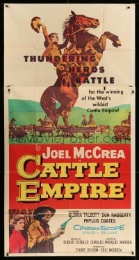 4f640 CATTLE EMPIRE 3sh '58 cowboy Joel McCrea, thundering herds battle to win the West!