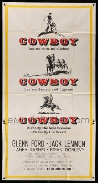 4f660 COWBOY 3sh '58 Glenn Ford & Jack Lemmon in a western movie that has no corn or cliches!