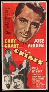 4f662 CRISIS 3sh '50 great huge headshot artwork of Cary Grant, plus Paula Raymond & Jose Ferrer!