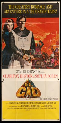 4f684 EL CID 3sh '61 Anthony Mann directed, art of armored Charlton Heston & sexy Sophia Loren!