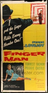 4f701 FINGER MAN 3sh '55 Frank Lovejoy puts the finger on Public Enemy Number One!