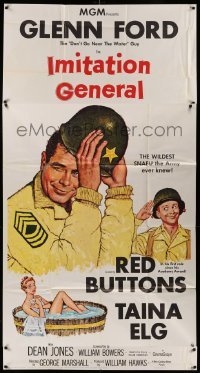 4f754 IMITATION GENERAL 3sh '58 art of soldiers Glenn Ford & Red Buttons + sexy Taina Elg!