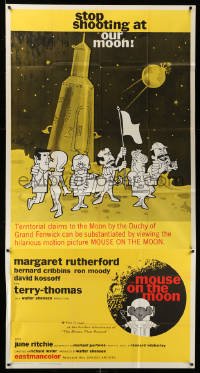4f824 MOUSE ON THE MOON int'l 3sh '63 cool cartoon art of English astronauts on moon!