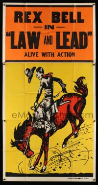 4f869 REX BELL 3sh '40s art of cowboy on horse, Law and Lead, alive with action!