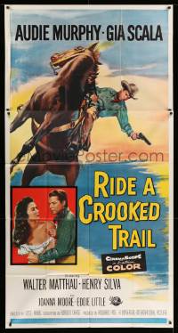4f871 RIDE A CROOKED TRAIL 3sh '58 cowboy Audie Murphy faces a killer mob & a fear-crazed town!