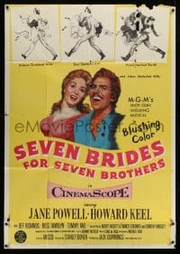 4f887 SEVEN BRIDES FOR SEVEN BROTHERS INCOMPLETE 3sh '54 art of Jane Powell & Howard Keel, classic!