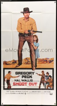 4f889 SHOOT OUT int'l 3sh '71 great full-length image of gunfighter Gregory Peck protecting child!