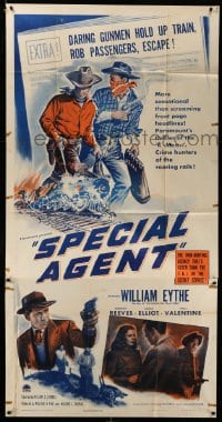 4f910 SPECIAL AGENT style A 3sh '49 detective William Eythe must stop train robber George Reeves!