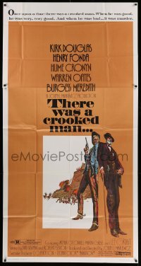 4f927 THERE WAS A CROOKED MAN 3sh '70 different Stirnweis art of Kirk Douglas & Henry Fonda!