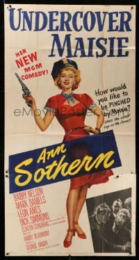 4f955 UNDERCOVER MAISIE 3sh '47 great art of cutest policewoman Ann Sothern pointing gun!